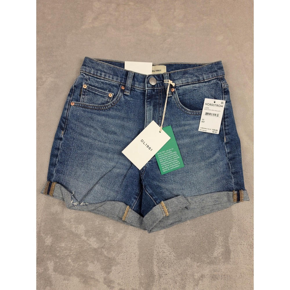 DL1961 Zoie Rolled Shorts Womens 23 Blue Relaxed Denim Shorts 4.5" Inseam